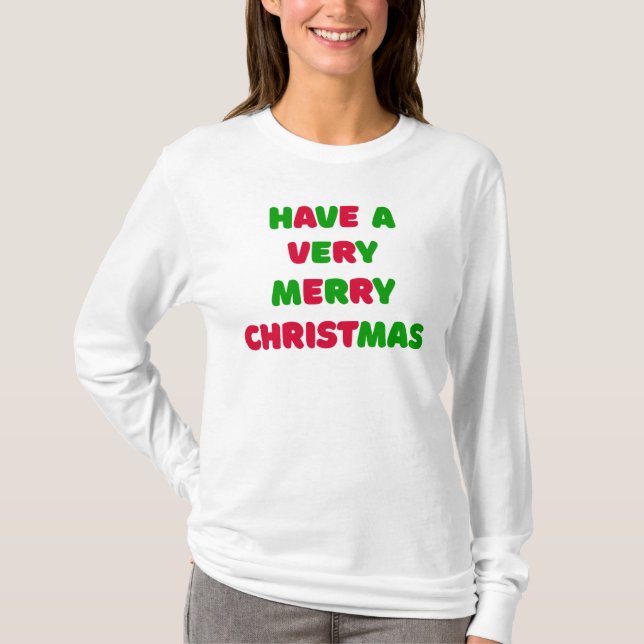 Camiseta larga de Navidad para mujeres (Anverso)