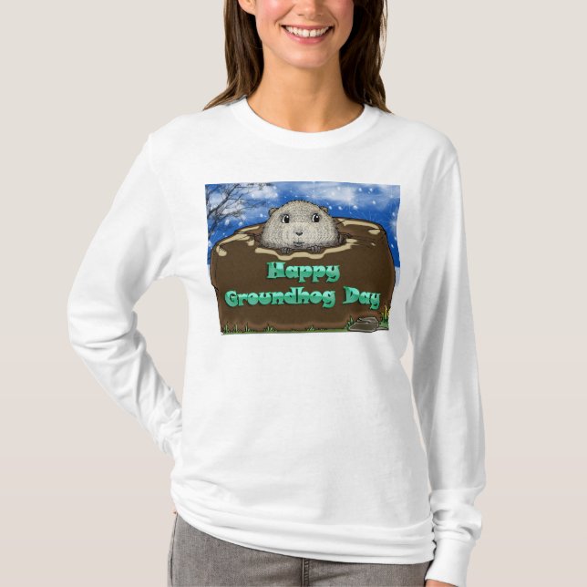 Camiseta larga de Sleve de las señoras del día de (Anverso)
