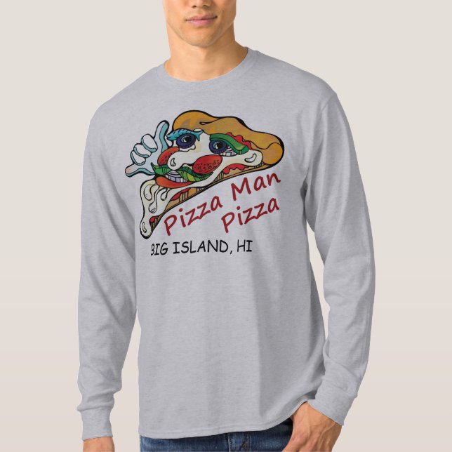 Camiseta larga del hombre de la pizza de la manga (Anverso)