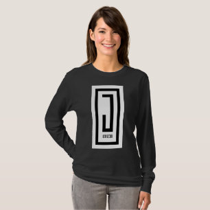 camiseta larga del negro de la manga de j del