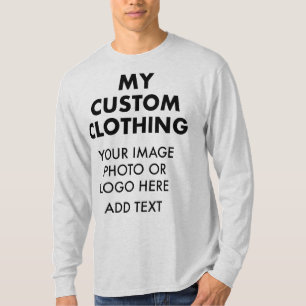 Camiseta LARGA MANCHA DEL HOMBRE personalizado (ASH GRAY)