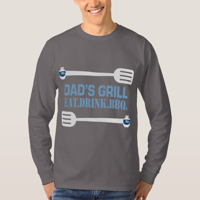 Camiseta Larga manga del "grill de papá" rinoceronte azul (Anverso)