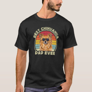Camiseta Larga morada de pelo castaño Chihuahua Dad Chiwawa