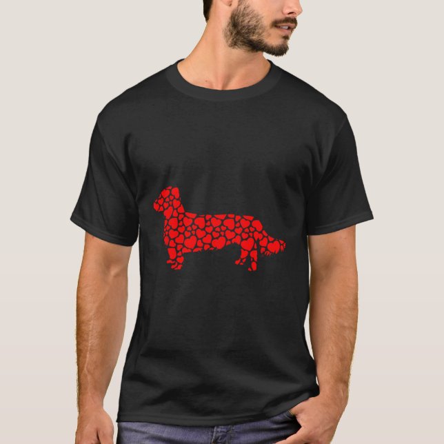 Camiseta Larga morada de perro de Dachshund corazón de silu (Anverso)