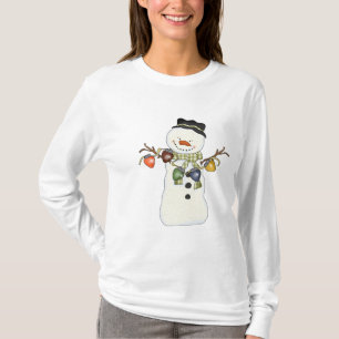 Camiseta larga nana blanca de la manga del muñeco