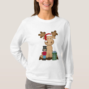 Camiseta larga nana de la manga de los alces del
