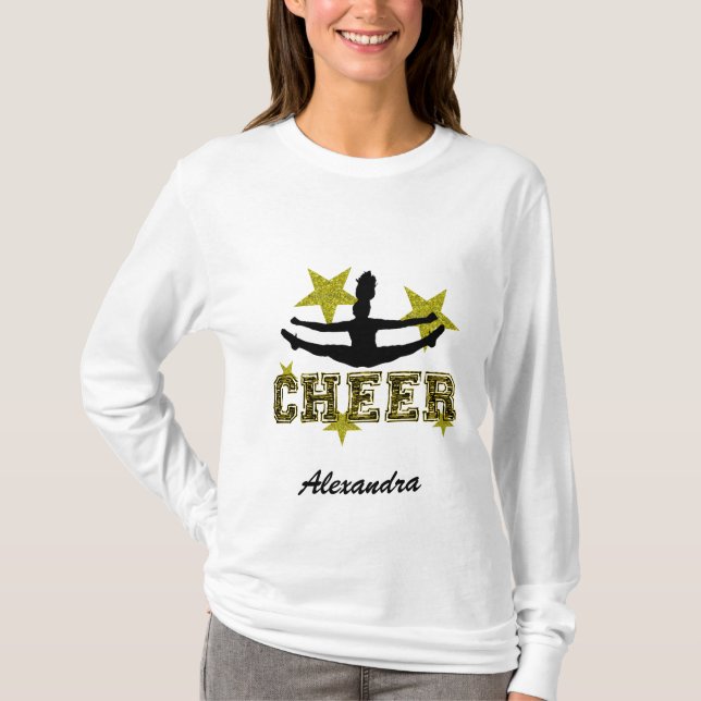 Camiseta larga personalizada animadora de la manga (Anverso)