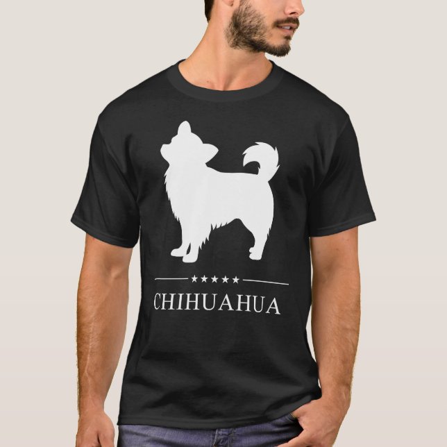 Camiseta Larga silueta blanca de Chihuahua (Anverso)