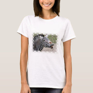 Camiseta larga sonriente de la manga de la cebra