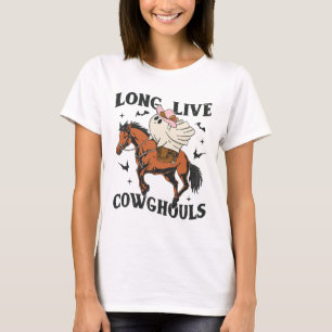 Camiseta Larga vida a Cowghouls lindo fantasma Cowgirl Hall