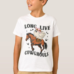 Camiseta Larga vida a Cowghouls lindo fantasma Cowgirl Hall