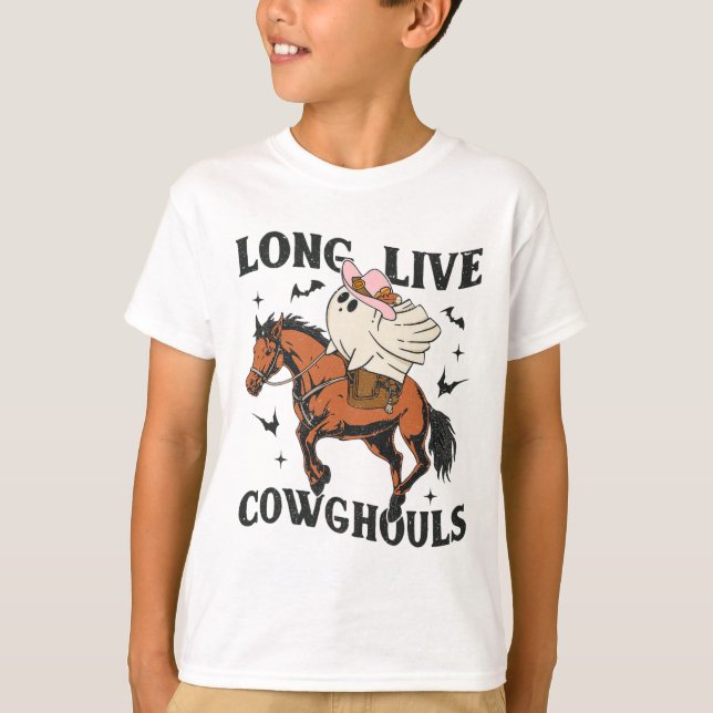 Camiseta Larga vida a Cowghouls lindo fantasma Cowgirl Hall (Anverso)