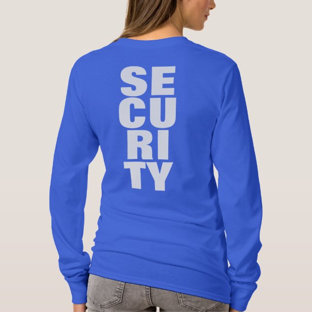 Camiseta Large Big Font Text Royal Blue Womens Security (Reverso)