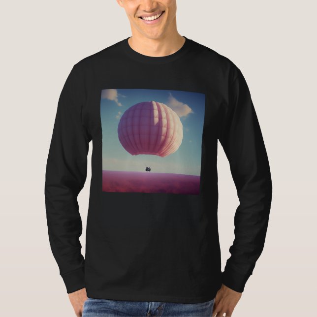 Camiseta Large Giant Pink Hot Air Balloon Travel World Blue (Anverso)