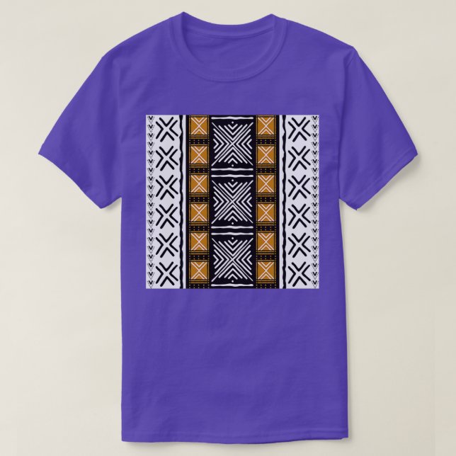 Camiseta Largo patrón de tela de barro tribal africana (Diseño del anverso)