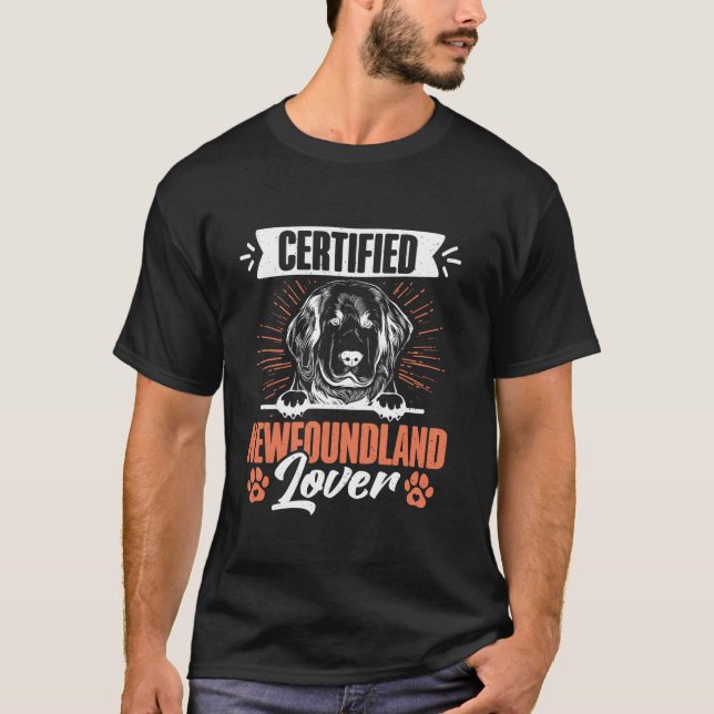 Camiseta Largo tiempo para perros de Newfoundland certifica (Anverso)