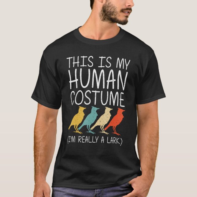 Camiseta Lark Halloween Ropa Humana Passerine Bird Easy D (Anverso)