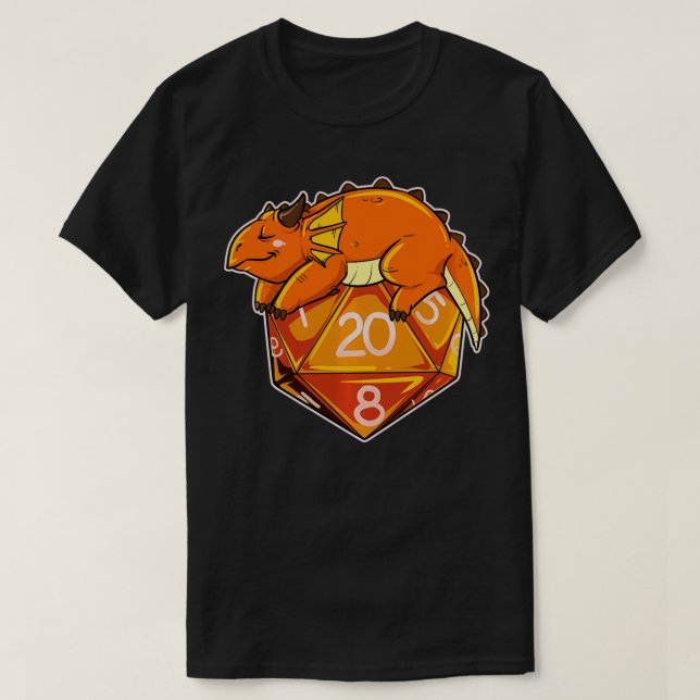 Camiseta Larp Chubby Dragon Dungeons W20 Roll Juego de rol (Diseño del anverso)