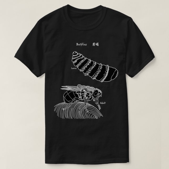Camiseta Larva de la botella y negro adulto (Diseño del anverso)