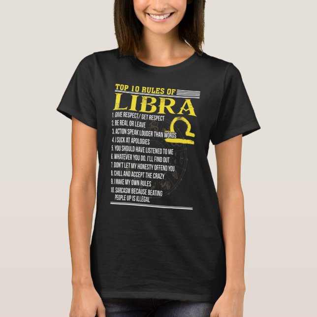 Camiseta Las 10 Principales Reglas De Libra 23 De Septiembr (Anverso)