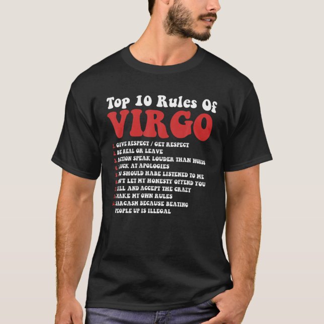 Camiseta Las 10 Principales Reglas Del Horóscopo Virgo Grac (Anverso)