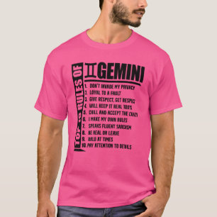 Camiseta Las 10 Principales Reglas Del Rótulo Gemini Zodiac