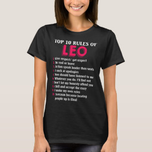 Camiseta Las 10 Principales Reglas Del Rótulo Leo Zodiac