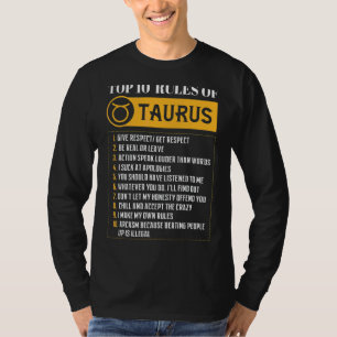 Camiseta Las 10 Reglas Principales De Taurus Zodiac Rótulo