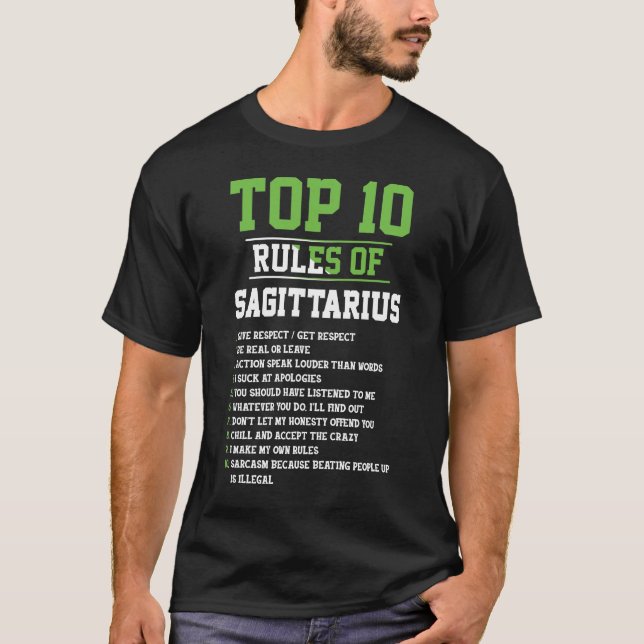 Camiseta Las 10 Reglas Principales Del Horóscopo De Cumplea (Anverso)