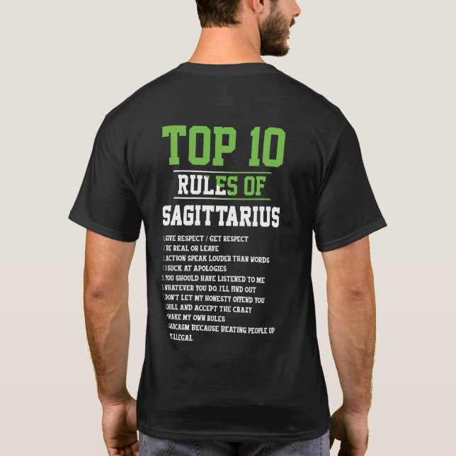 Camiseta Las 10 Reglas Principales Del Horóscopo De Cumplea (Reverso)