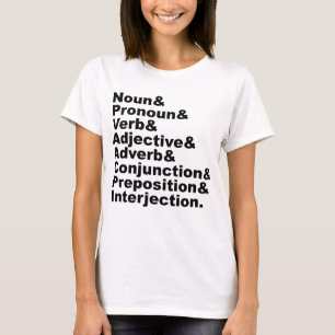 Camiseta Las 8 partes del discurso en inglés