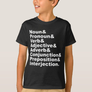Camiseta Las 8 partes del discurso en inglés