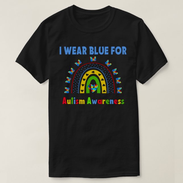 Camiseta Las Arcoiris Que Uso Azul Para Concienciar Sobre E (Diseño del anverso)