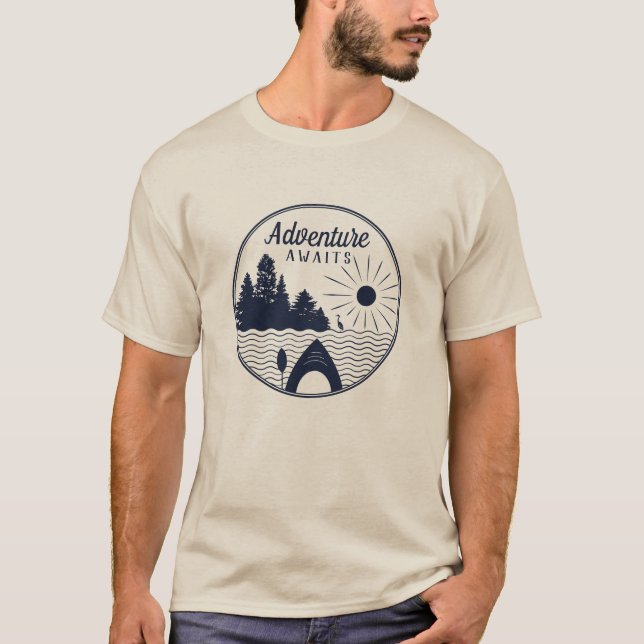 Camiseta Las aventuras Kayaking aguardan con el ilustracion (Anverso)