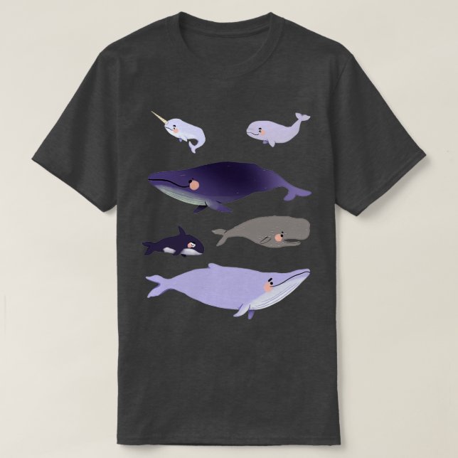 Camiseta Las ballenas cortan el Ilustracion animal morado y (Diseño del anverso)