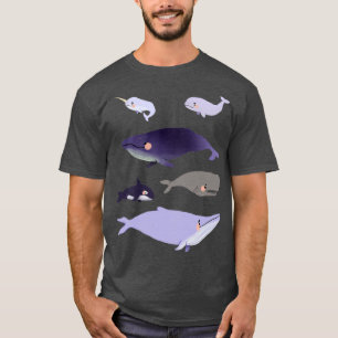 Camiseta Las ballenas cortan el Ilustracion animal morado y