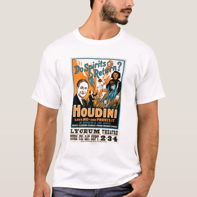 Camiseta ¿Las bebidas espirituosas vuelven? Houdini dice NO (Anverso)
