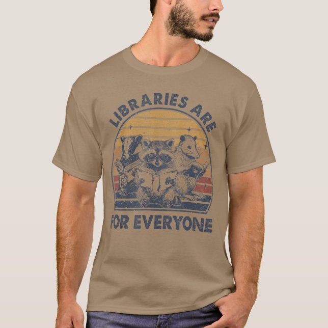 Camiseta Las bibliotecas son para todos Mapache Lee Libro P (Anverso)