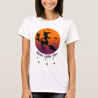Camiseta Las Brujas se Reúnen Aquí Arañas Atardecer de Hal
