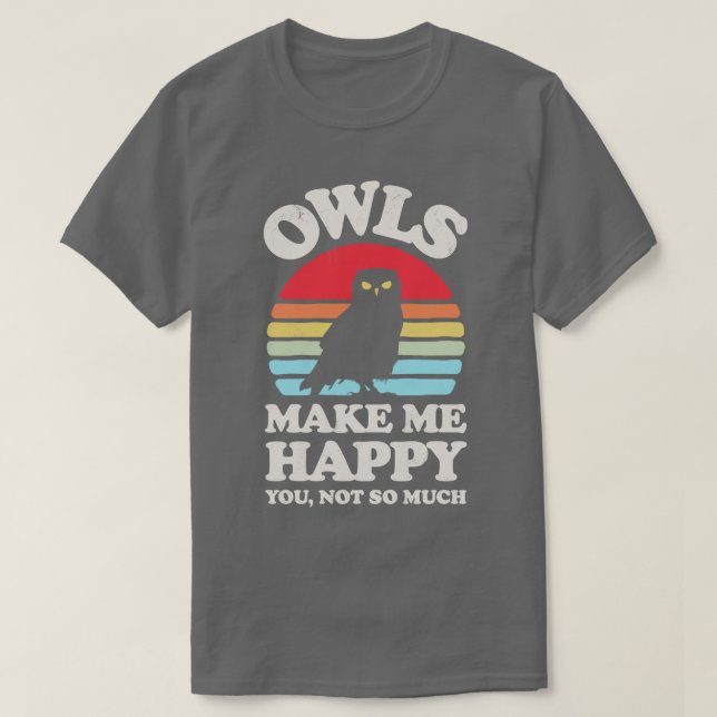 Camiseta Las búhas me hacen feliz Sunset Retro para los hom (Diseño del anverso)