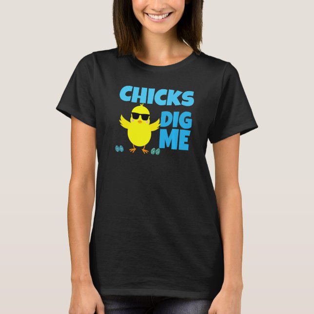 Camiseta Las chicas me cavan los hombres cazando huevos de  (Anverso)