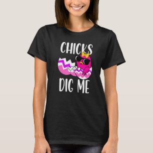 Camiseta Las chichas de la excavación rosa divertidas Feliz