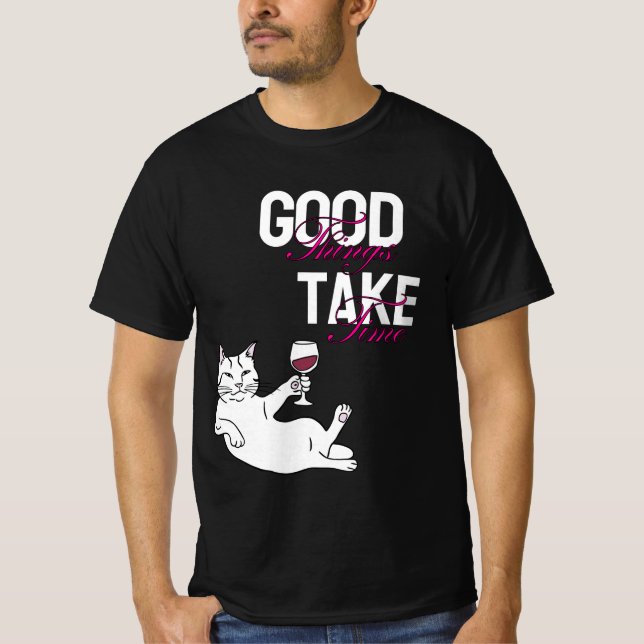 Camiseta Las cosas buenas toman tiempo - Chill Cat con dise (Anverso)