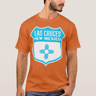 Camiseta Las Cruces Nuevo México Bandera Retro Escudo Azul