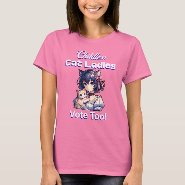 Camiseta ¡Las damas de gato sin hijos también votan! Harris (Anverso)