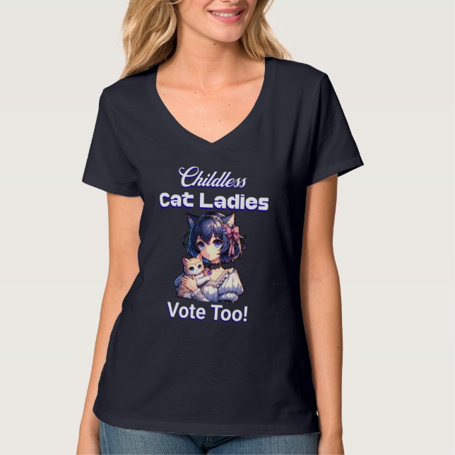 Camiseta ¡Las damas de gato sin hijos también votan! Harris (Anverso)
