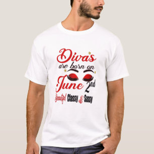 Camiseta Las Divas De Mujeres Nacieron El 2 De Junio En Gem