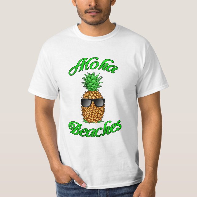 Camiseta Las divertidas playas de Aloha de Piña Hawái (Anverso)