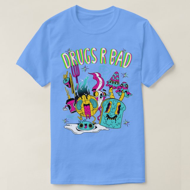 Camiseta Las drogas son un mal desayuno trippy (Diseño del anverso)