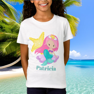 Camiseta Las estrellas de mar y la sirena lindas de la